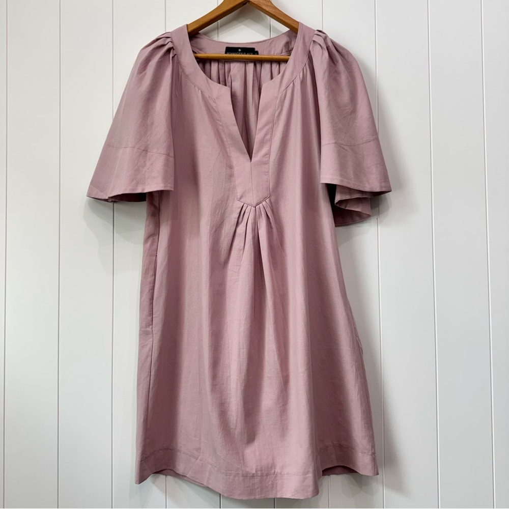 Tuckernuck Pomander Place Finley Flutter Sleeve Pleated  Mini Dress Size Small